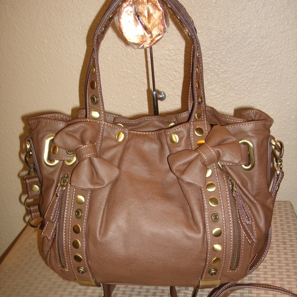 Disney Brown Bows Satchel Shoulder Bag NWOT!